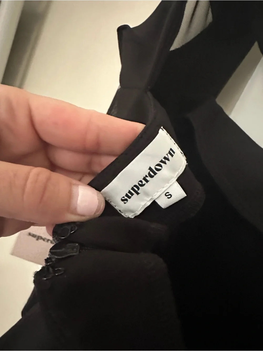NWT Superdown Black Square-Neck Mini Dress with Sheer Long Sleeves